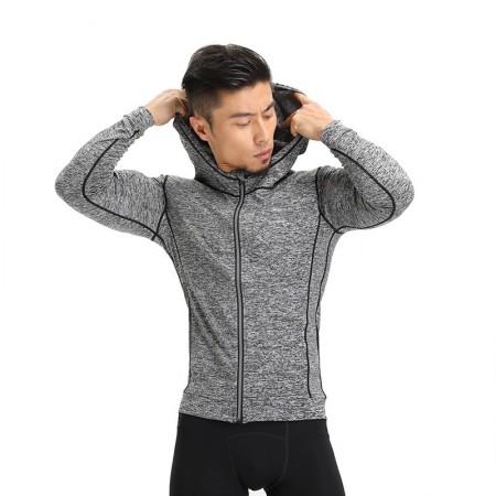 Men's Training Hooded Sweatshirt Gray Zip Hooded Long Sleeve