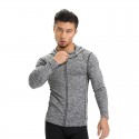 Men's Training Hooded Sweatshirt Gray Zip Hooded Long Sleeve