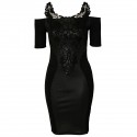 Elegant Short Medium Black Dress with resinated finish