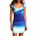 Blue Striped Dress Casual Short Daily Work