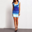 Blue Striped Dress Casual Short Daily Work