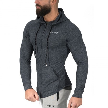 Men's Fitness Hooded Zipper Sports Sweatshirt