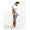 Bermuda Casual Mens Print Black and White Fashion Beach Summer