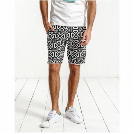 Bermuda Casual Mens Print Black and White Fashion Beach Summer