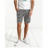 Bermuda Casual Masculina Estampada Preto e Branco Moda Praia Verão