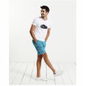 Men's Short Bermuda Print Blue And White Casual Beachwear