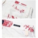 Bermuda Casual Masculina Estampada Branco e Vermelho Moda Praia