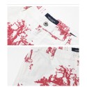 Bermuda Casual Masculina Estampada Branco e Vermelho Moda Praia