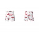 Men's Casual Bermuda Print White and Red Beach Fashion