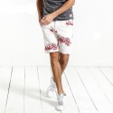 Men's Casual Bermuda Print White and Red Beach Fashion