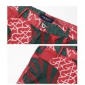 Bermuda Curta Masculina Casual Estampada Verde e Vermelho Floral