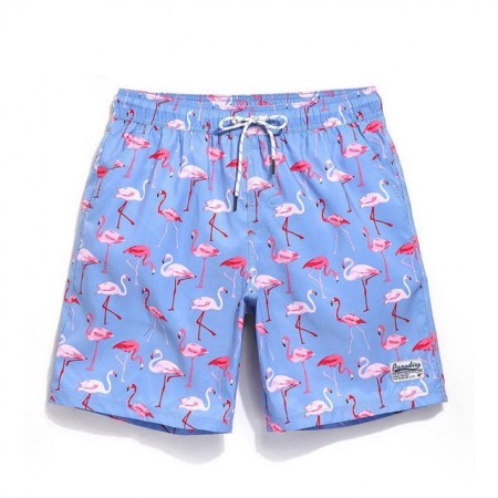 Bermuda de Banho Masculina Estampada Passaros Flamingo