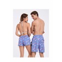 Bermuda de Banho Masculina Estampada Passaros Flamingo