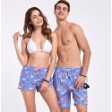 Bermuda de Banho Masculina Estampada Passaros Flamingo