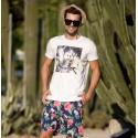 Bermuda de Banho Masculina Moda Praia Estampa Floral Férias