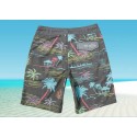 Bermuda Trade Fairs Tactel Gray Tropical Print Above the Knee Man