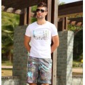 Bermuda Trade Fairs Tactel Gray Tropical Print Above the Knee Man