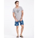 Bermuda Surfe Moda Praia Masculina Estampada Floral Azul Linda