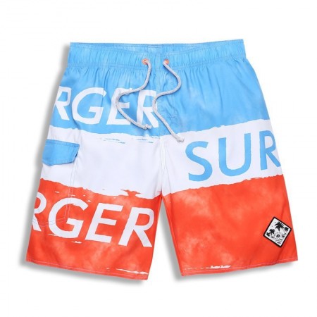 Bermuda Men's Striped Surfing Beachwear Orange and Blue