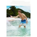 Bermuda Surfe Masculina Listrada Moda Praia Laranja e Azul