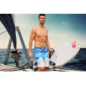 Bermuda Surfe Masculina Listrada Moda Praia Laranja e Azul