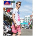 Men's Short Short Red Printed Beach above the knee