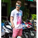 Men's Short Short Red Printed Beach above the knee