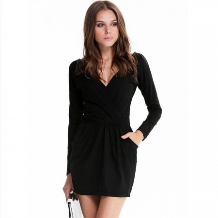 Short Black Sleeveless Dress Working Winter Long