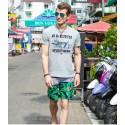 Men's Short Bermuda Floral Pattern Striped Beach Fashion