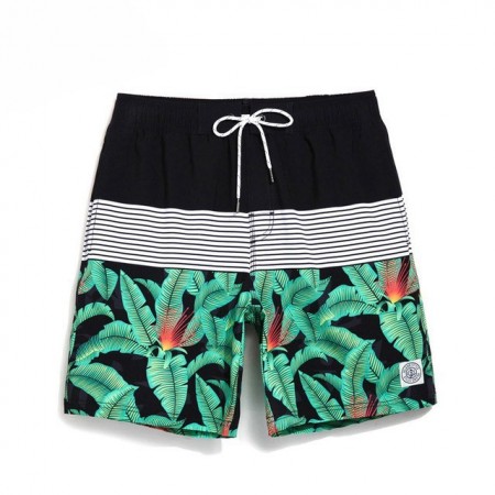 Men's Short Bermuda Floral Pattern Striped Beach Fashion