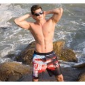 Bermuda de Verão Masculina Estampada Casual Preta