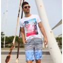 Short Masculino Moda Praia Listrado Play Boy Bonito Neutro