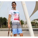 Short Masculino Moda Praia Listrado Play Boy Bonito Neutro