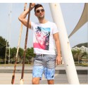 Short Masculino Moda Praia Listrado Play Boy Bonito Neutro