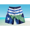 Short Listrado Masculino Praia Verão com Estrelas e Retalhos