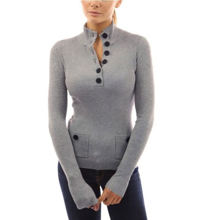 Winter Blouse Women Wool Long Sleeve Women Button