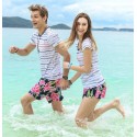 Short Chronic Male Casual Floral Pattern Pink Colorful Flowers