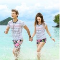 Short Chronic Male Casual Floral Pattern Pink Colorful Flowers