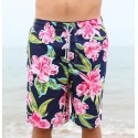 Short Chronic Male Casual Floral Pattern Pink Colorful Flowers