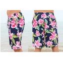 Short Chronic Male Casual Floral Pattern Pink Colorful Flowers