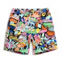 Short Estampado Cartoon Desenhos Abstratos Colorido Masculino Casual