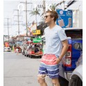 Bermuda Casual Striped Comfortable Beach Male Above Knee