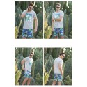 Bermuda Masculina Tendencias de Verão Estampa Floral Fundo do Mar