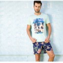 Bermuda Casual Estampada Masculina Praia Confortavel Ajustavel Curto