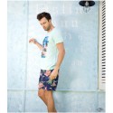 Bermuda Casual Estampada Masculina Praia Confortavel Ajustavel Curto