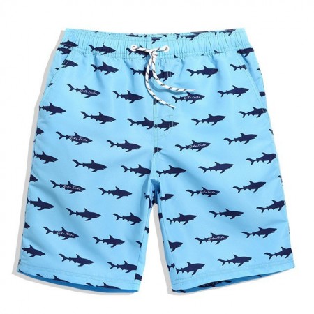 Short de Banho Masculino Estampa Animal Detalhada Tubarão Moda Praia