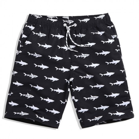 Short de Banho Masculino Estampa Animal Detalhada Tubarão Moda Praia