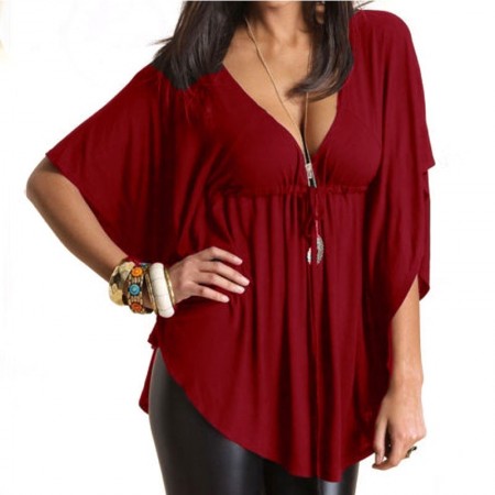 Blusa Plus Size Feminina Moda Casual Preto, vermelho e verde