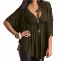 Blouse Plus Size Ladies Fashion Casual Black, red and green
