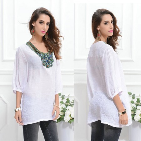 Blusa T Elegante Casual de Verão Estilo Senhoras de Trabalho